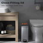 Slim Bathroom Trash Can with Lid Soft Close, 1.6 Gallon Stainless Steel Garbage - Image 2
