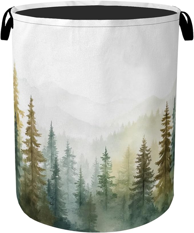 Misty Forest Green Foldable Laundry Hamper by Gearsly