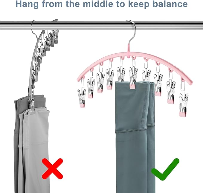 Legging Organizer for Closet, Metal Yoga Pants Hangers 2 Pack w/10 Clips Holds - Image 5