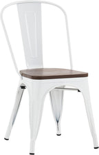 Nazhura Metal Dining Chair Farmhouse Tolix Style for Kitchen Dining Room Café Restaurant Bistro Patio, 18 Inch, Stackable, Waterproof Indoor/Outdoor (Sets of 4) (White with Wood Padding) - Image 4