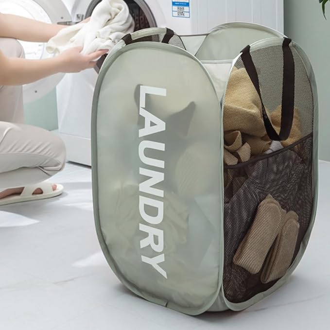 Larpur Pop Up Laundry Baskets, 2 Pack Mesh Laundry Hampers Collapsible Clothes - Image 4