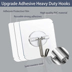 150 Pack Adhesive Hooks Wall Hooks 24lb Self Adhesive Hooks Heavy Duty - Image 2