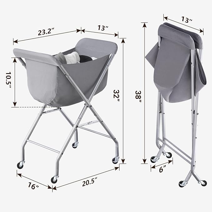 ELYKEN Laundry Cart with Wheels, 32”H Easy Rolling Laundry Hamper with - Image 3