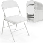 VINGLI 20 Pack Folding Chairs with Padded Seats, Metal Frame with Pu Leather Seat & Back, Capacity 350 lbs, White by VINGLI