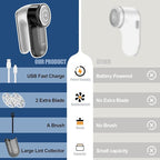 Fabric Shaver, Lint Shaver, Lint Remover Rechargeable Sweater Defuzzer Sweater - Image 3