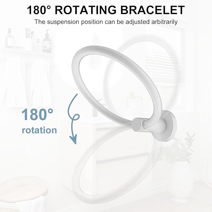 SetSail Towel Holder for Bathroom Wall White Towel Ring Stainless Steel Hand - Image 3