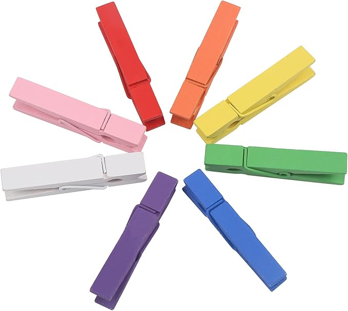 KIMOBER 100PCS Wooden Clothespins, Mixed Colored Craft Peg Pins Clips - Image 4
