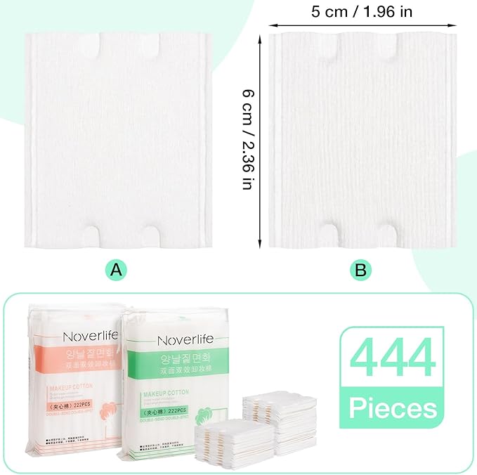 444PCS Square Cotton Pads for Face, Ultra Soft & Lint-Free & Textured, Facial - Image 7