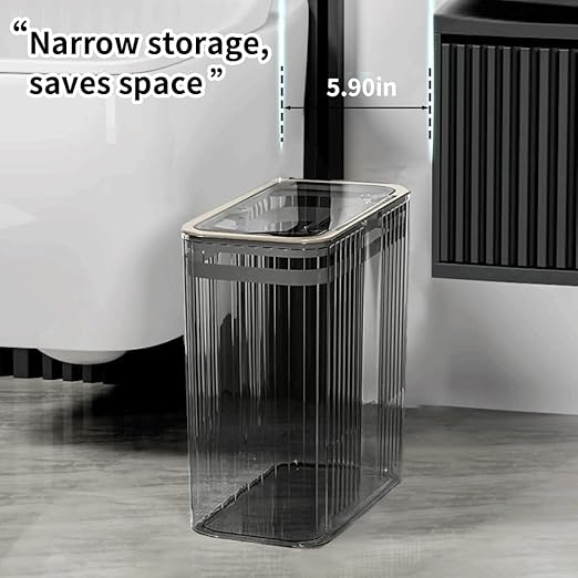 Bathroom Trash Can with Lid3.5 Gallon Garbage Can，for Bedroom, Plastic Slim - Image 3