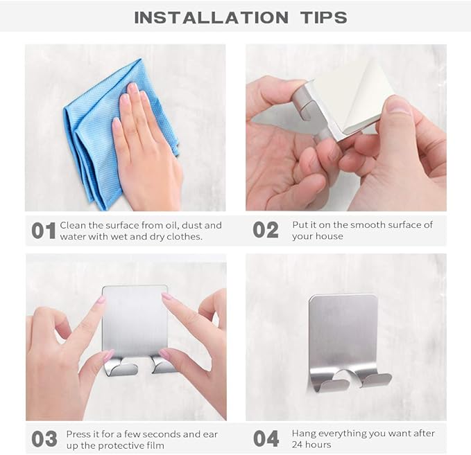 Deluxe Razor Holder for Shower-Hook Hanger StandAdhesive Stainless Steel Heavy - Image 7