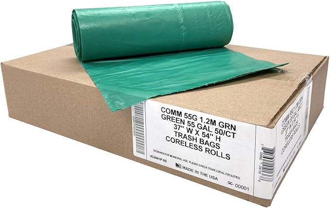 Ultrasac Heavy Duty 55 Gallon Green Trash Bags - Image 4