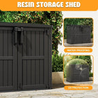 LHBcraft Outdoor Storage Cabinet 36 Cu Ft with Lockable Doors, Portable Horizontal Resin Storage Shed - Easy to Assemble, Waterproof Small Storage Shed with Floor Black - Image 3