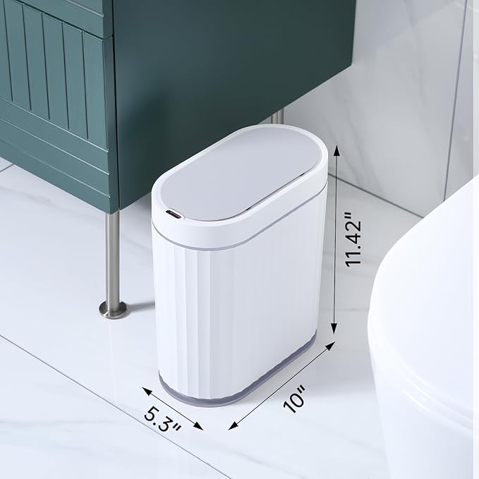 ELPHECO Bathroom Trash can Motion Sensor, Automatic Garbage can, Slim Plastic - Image 2