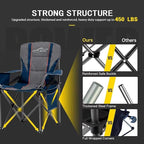 FAIR WIND Heavy Duty Camping Chair, Oversized Padded Folding Chair for Big and Tall (450lbs), Extra Wide Seat with Integrated Cooler & Storage Pocket, Adjustable Lumbar Support for Outdoor - Image 9
