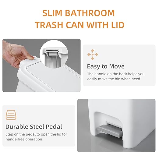 MOPALL Slim Bathroom Trash Can - Image 5