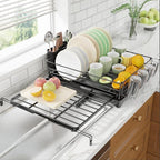 Expandable Dish Drying Rack for Kitchen Counter, Large Capacity Dish Drainer by Ekisemio