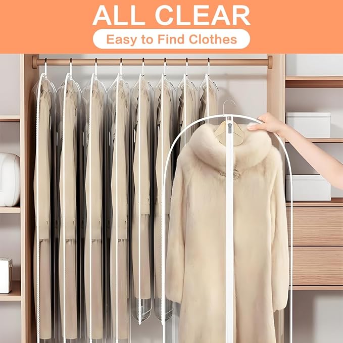 Clear Garment Bags for Hanging Clothes Travel Suit Bags for Closet Storage - Image 4