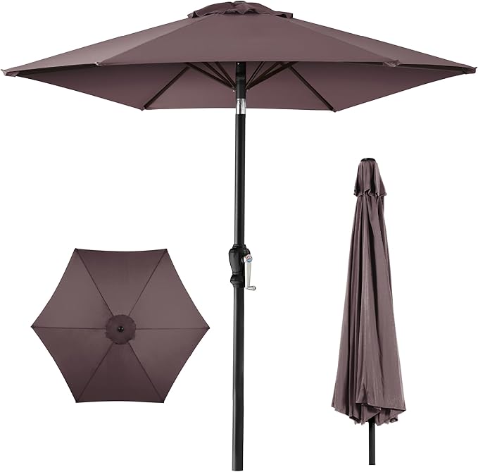 Best Choice Products 10ft Outdoor Table Compatible Steel Polyester Market Patio Umbrella w/Crank and Easy Push Button Tilt by BestChoiceProducts