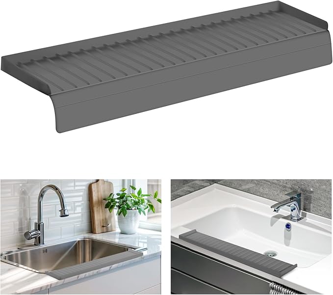 Sink Edge Protector with Suction Cup, Silicone Sink Splash Guard by Lioush