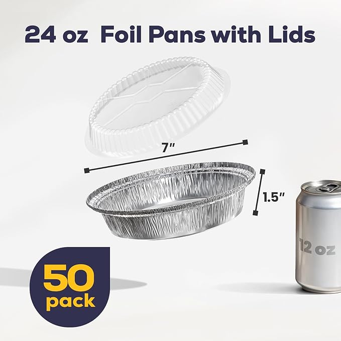 Fit Meal Prep 50 Pack 7" Round Aluminum Foil Pans - Image 2
