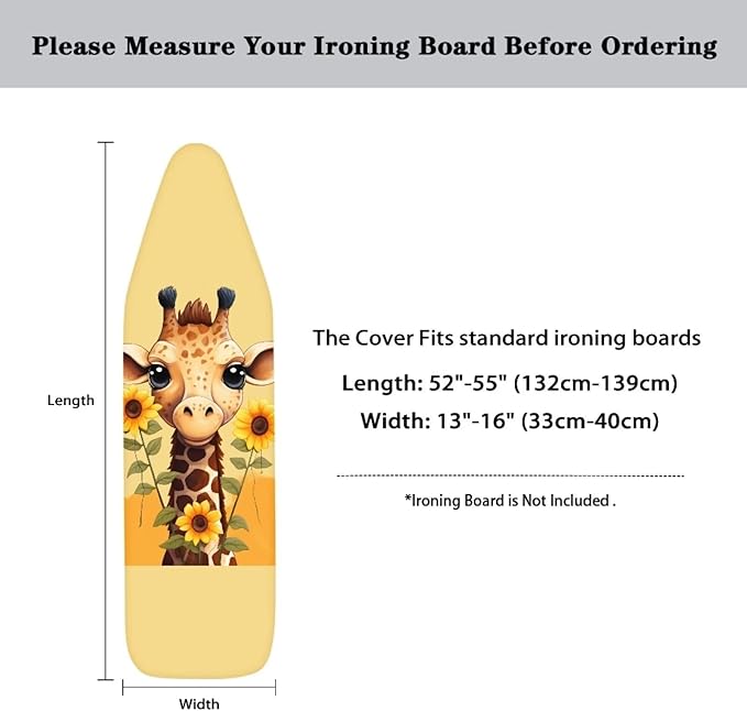 Sunflower Giraffe Ironing Board Cover and Pad 15 x 54 Non-Slip Thick Ironing - Image 6