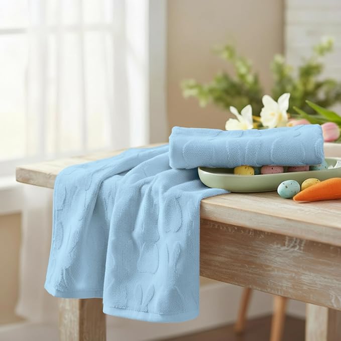 Artoid Mode 1 Pc Light Blue 3D Rabbit Jacquard Easter Hand Towels - Image 4