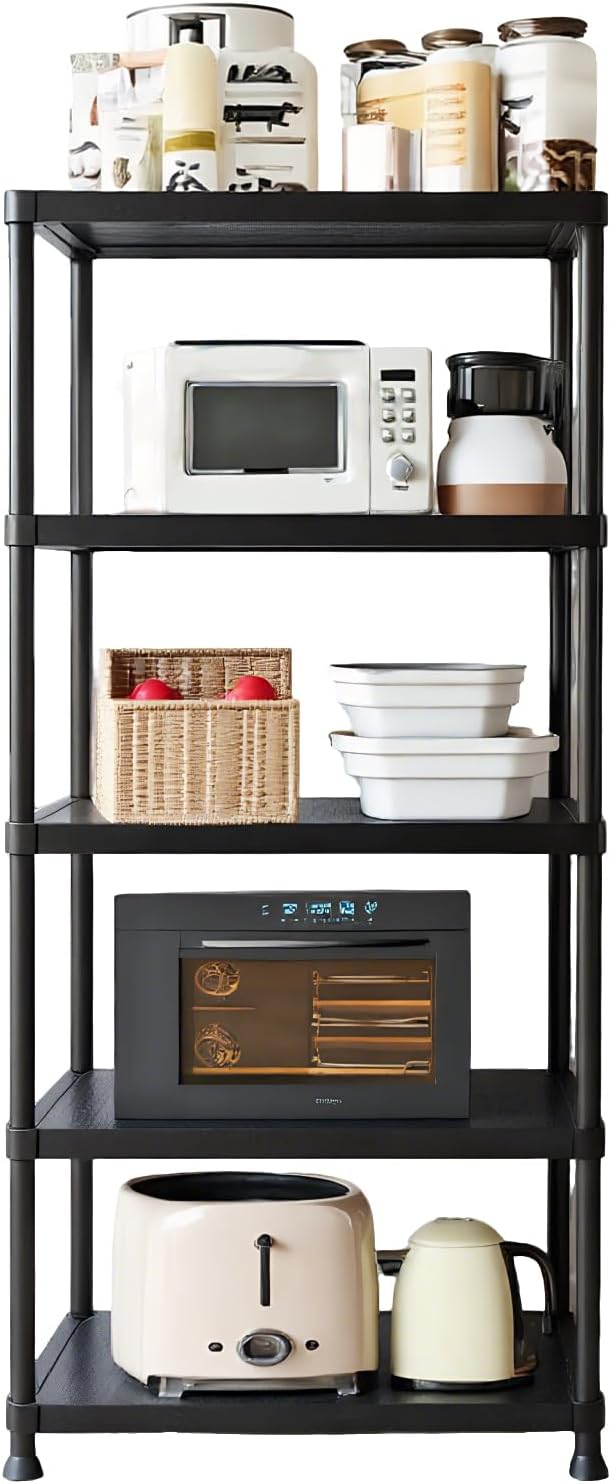 Plastic Storage Shelves, 70.2" H x 11.8" D x 23.62" W Plastic Shelves for Storage, 5-Tier Shelving Unit, Storage Rack, 330 lbs, Bathroom, Laundry, Garage & Home by Unknown