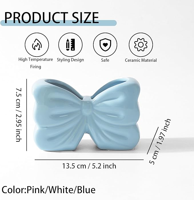 Bow Toothbrush Holder， 2-Slot Toothbrush and Toothpaste Holder Cute Toothbrush - Image 3
