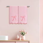 2 Pcs Pink Scalloped Hand Towels - Image 3