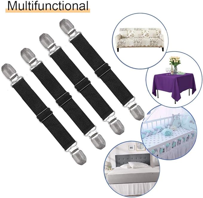 4Pcs Adjustable Bed Sheet Straps Clips, Elastic Mattress Sheet Fasteners Holder - Image 6