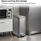 8 Gallon Trash Can with Lid, Stainless Steel Bathroom Garbage Can with Removal - Image 2