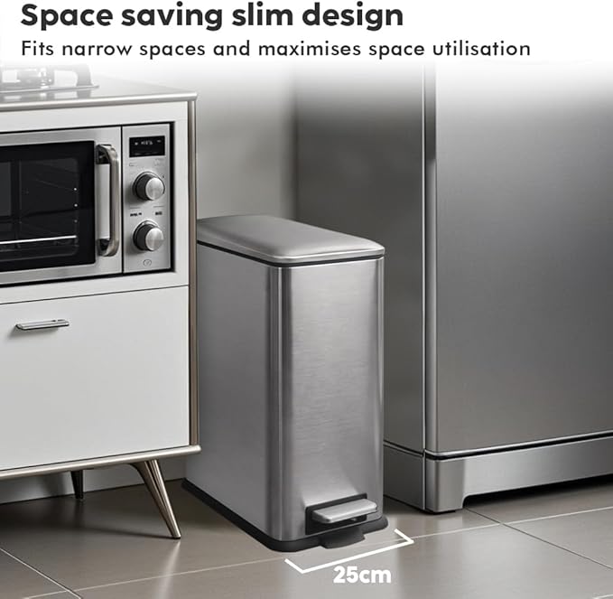 8 Gallon Trash Can with Lid, Stainless Steel Bathroom Garbage Can with Removal - Image 2