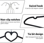 Plastic Hangers 30 Pack, Heart-Shaped Clothes Hanger Ultra Thin Space Saving - Image 3