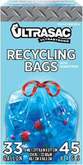 Ultrasac Blue Recycling Bags 33 Gallon 0.9 MIL, 33.5" x 38" by Ultrasac
