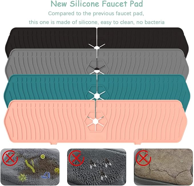 Kitchen Faucet Sink Splash Guard, Sink Draining Pad Behind Faucet, Rubber - Image 2