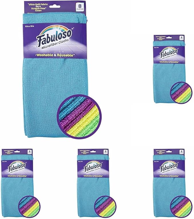 Fabuloso Microfiber Cleaning Cloths, 8 ct, Rainbow Colors | Lint-Free, by Colgate-PalmoliveCommercial