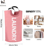 WOOHA 125L Large laundry basket, Collapsible laundry hamper, Tall Clothes - Image 3