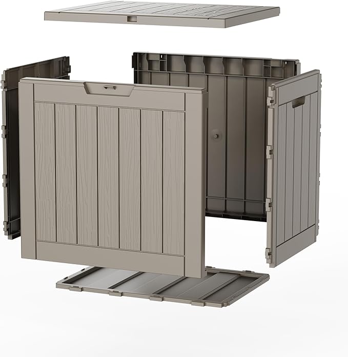 EasyUp 33Gal Outdoor Deck Box, Lager Patio Storage Box Indoor and Outdoor Use,Resin Storage Bin for Patio Furniture Cushions Garden Tools, Package Delivery (Gray) - Image 8