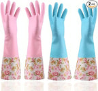 KINGFINGER Rubber Latex-Free Waterproof Dishwashing Gloves, 2 Pair Medium Long by KINGFINGER