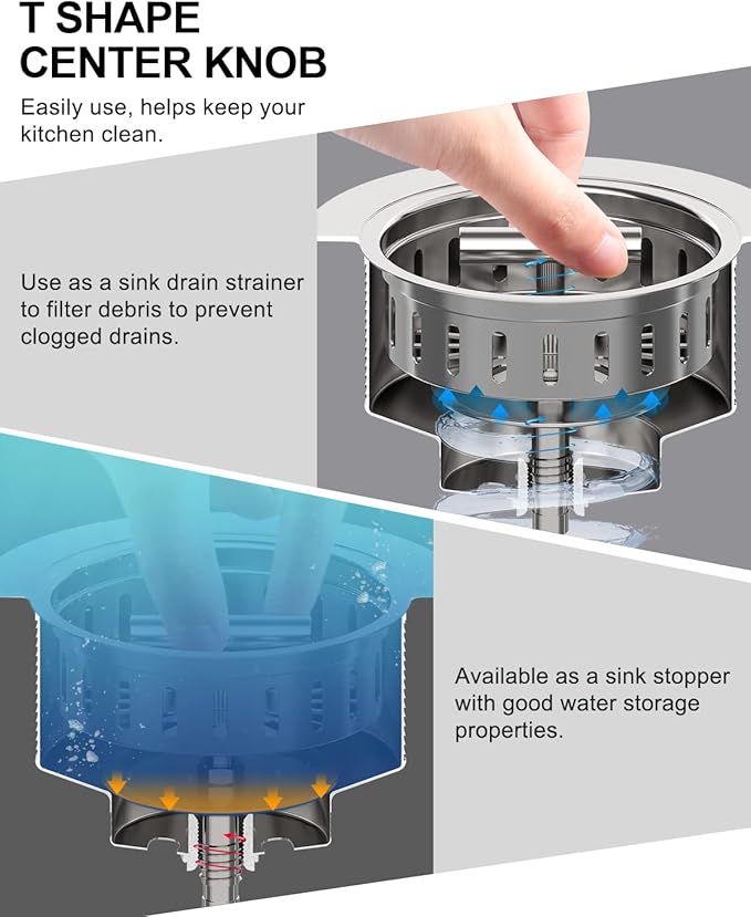 BOTEMY B9171 Kitchen Sink Drain 3 1/2 Inch Kitchen Sink Drain Strainer Assmebly - Image 4