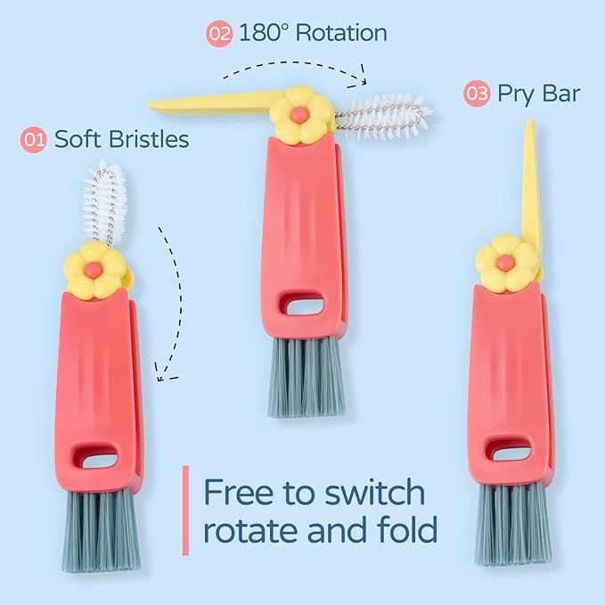 3 in 1 Bottle Gap Cleaning Brush, Portable Crevice Cleaning Brush Set, Suitable - Image 3