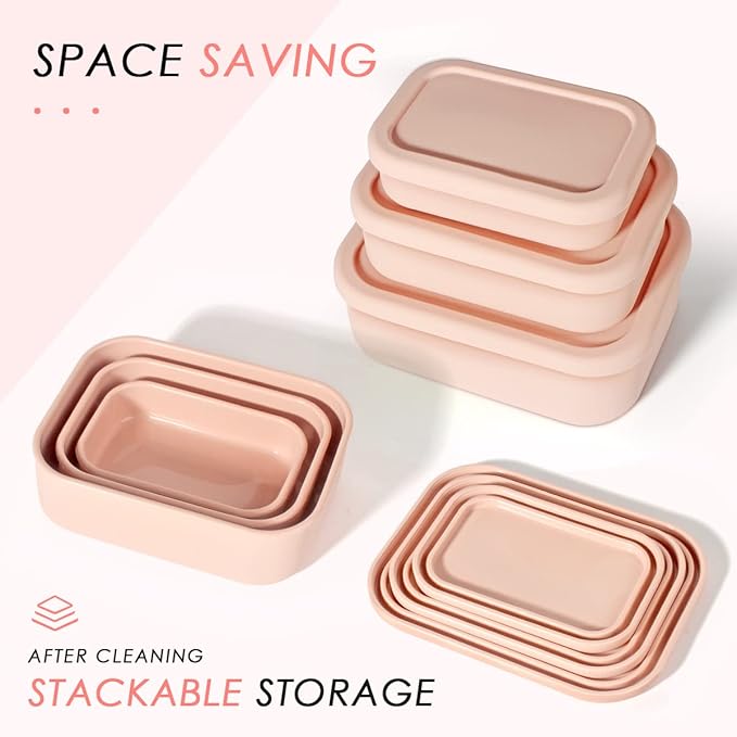 Silicone Food Storage Containers, Leak-Proof, Microwave & Dishwasher Safe - Image 2