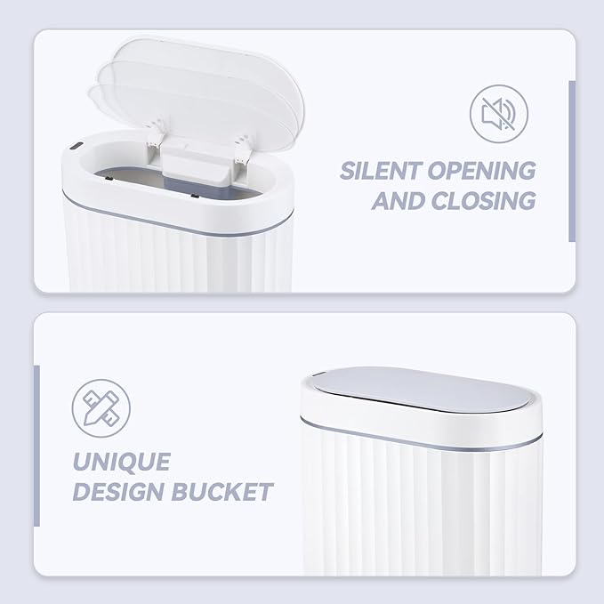 ELPHECO Bathroom Trash can Motion Sensor, Automatic Garbage can, Slim Plastic - Image 3