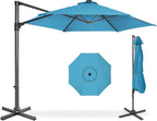 Best Choice Products 10ft Offset Cantilever Hanging Market Patio Umbrella, Smooth 360° Rotation, 8 Sturdy Ribs, Easy Adjustment - Sky Blue by BestChoiceProducts