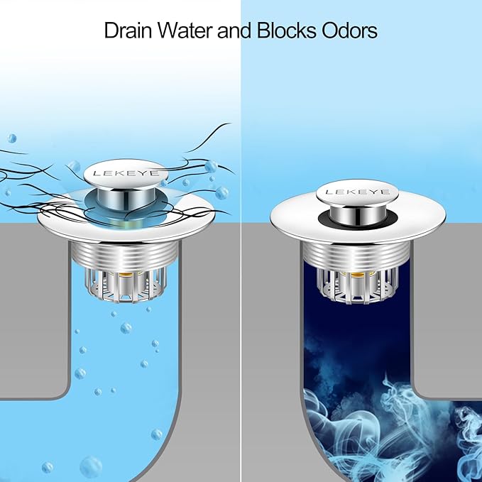LEKEYE Tub Stopper | Shower Drain Hair Catcher | Pop-up Drain Stopper - Image 7