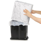 Coloch 2.4 Gallon/9L Rectangle Marble Print Metal Trash Can, Stainless Steel - Image 3