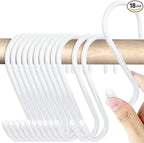 HiGift 18 Pack White Vinyl Coated Metal S Hooks, 4.5 inch Heavy Duty, Non Slip by HiGift