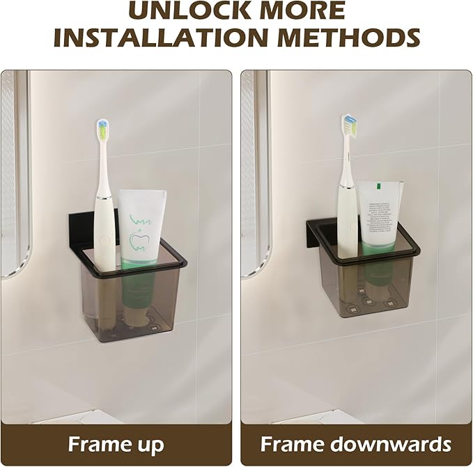 Bathroom Toothbrush Holder Set Modern Black Metal Clear Plastic Toothbrush - Image 7