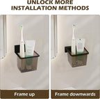 Bathroom Toothbrush Holder Set Modern Black Metal Clear Plastic Toothbrush - Image 7