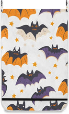 White Halloween Bats and Stars Hanging Laundry Hamper Door Hampers Bag Basket - Image 2